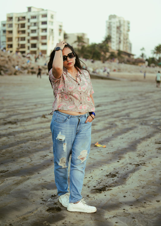 Kaava Block Print Crop Shirt