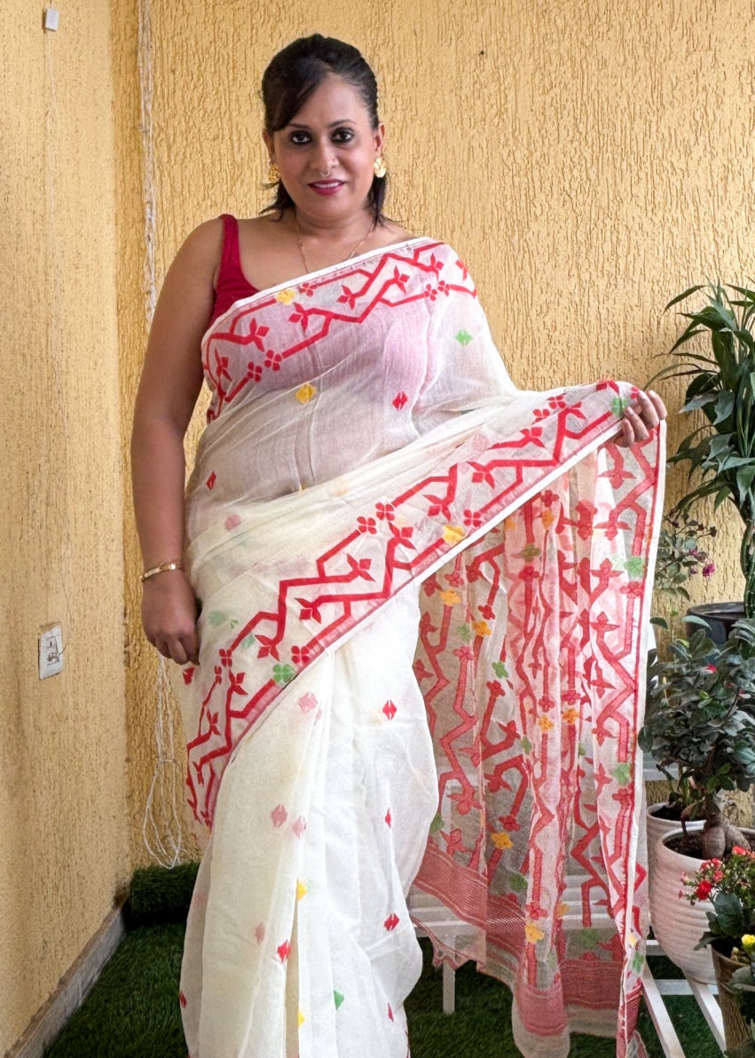 Shuktara White Jamdani