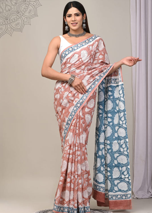 Floral Print Mul Saree