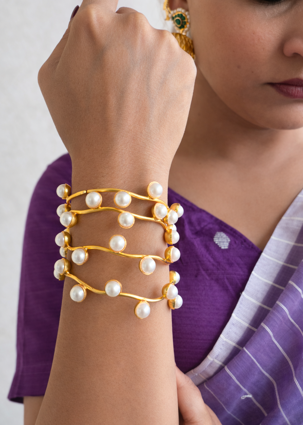 Pearl Orbit Adjustable Bangles