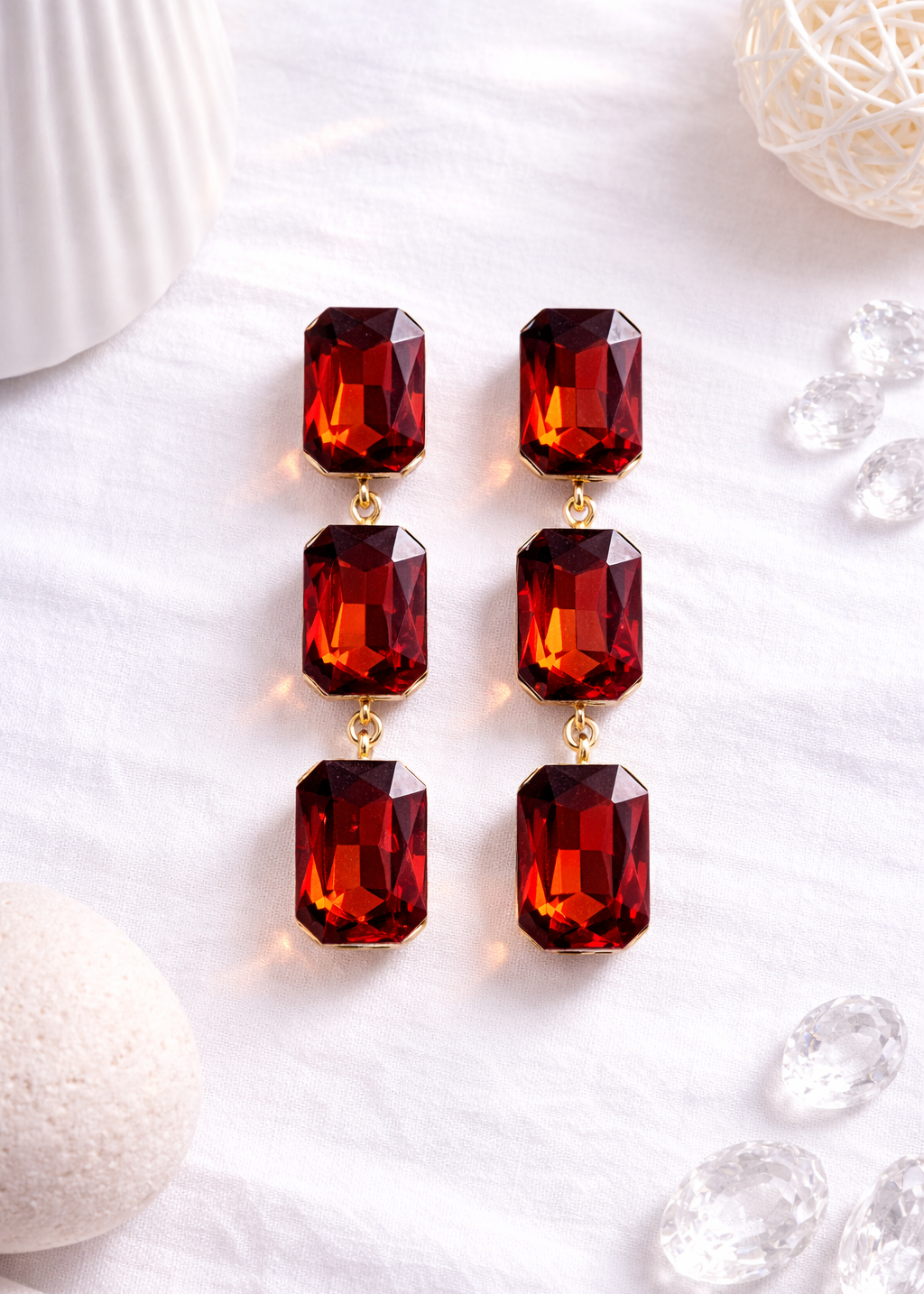 Astra Cascade Earrings Wine