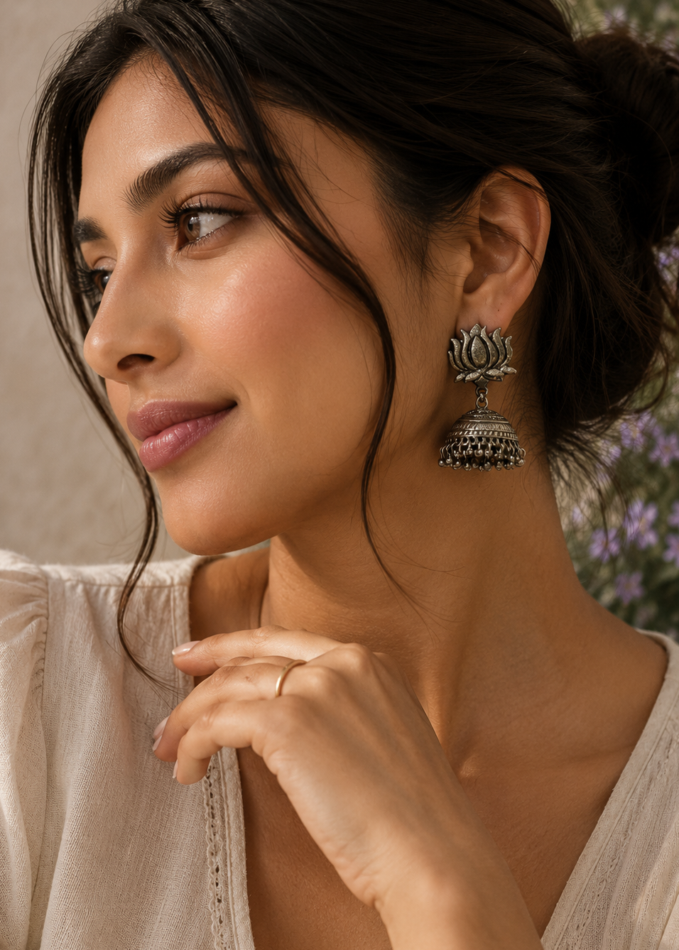 Lotus Jhumki Earrings