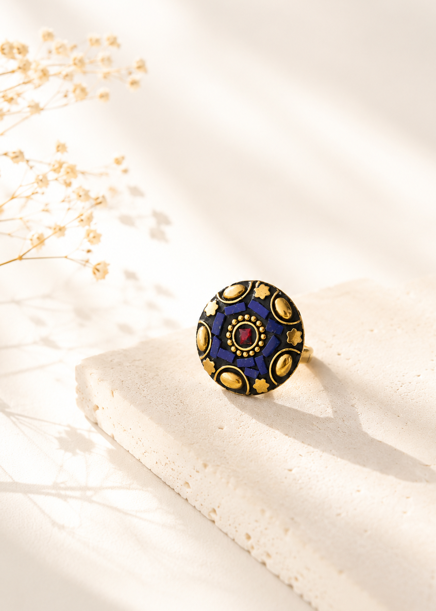 Sapphire Mosaic Afghani Ring