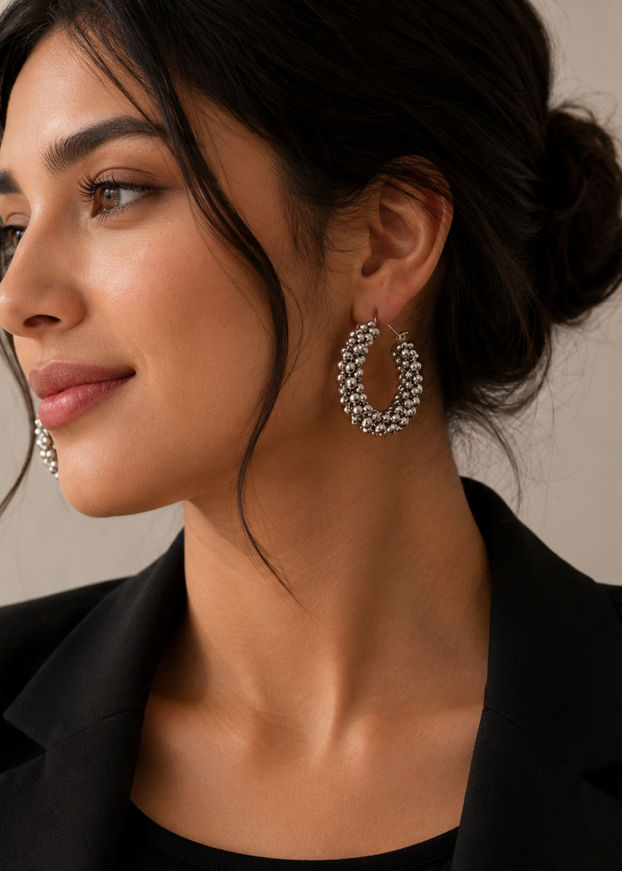 Oxidized Bubble Hoop Earrings