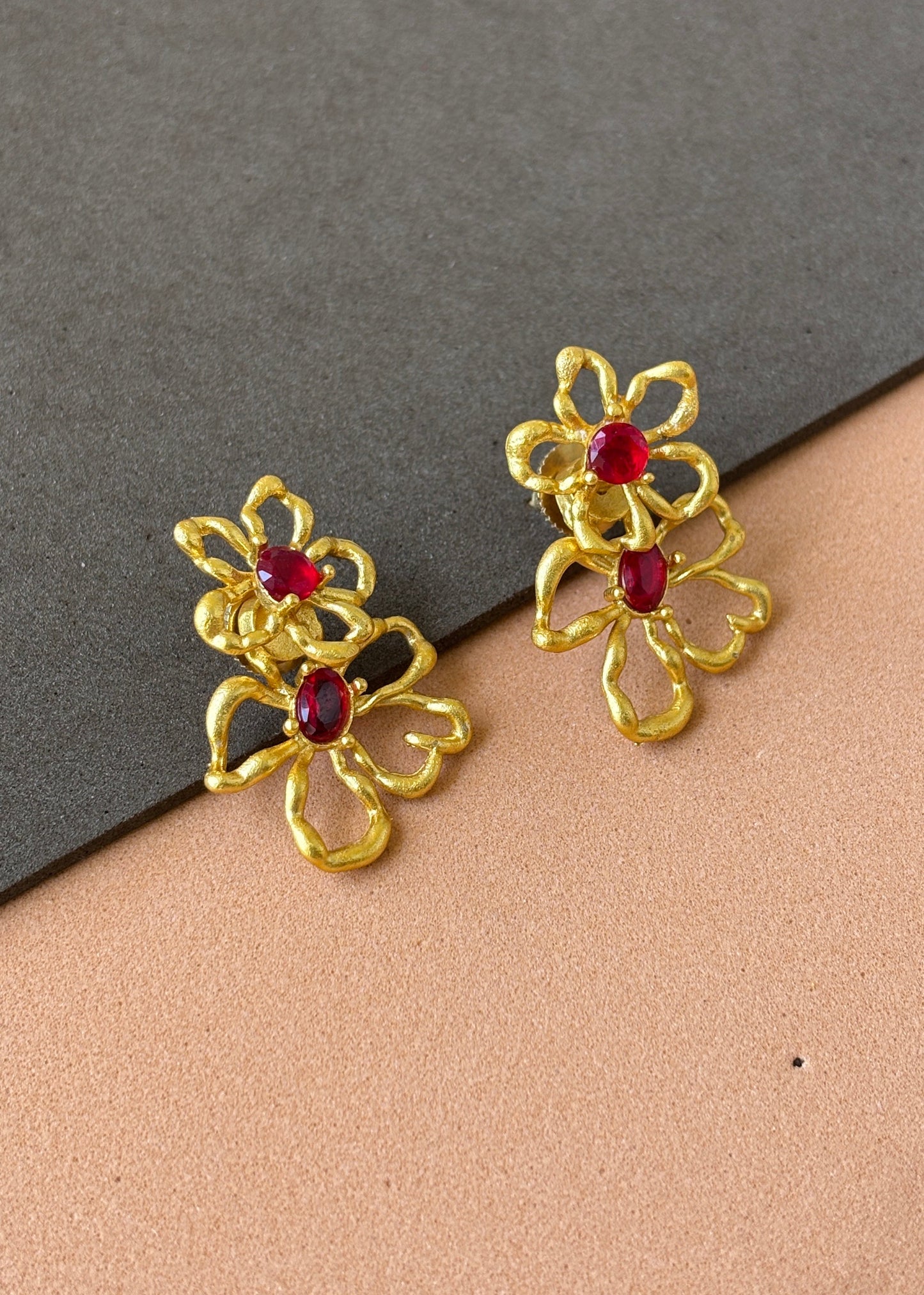 Scarlet Bloom Ear Ring