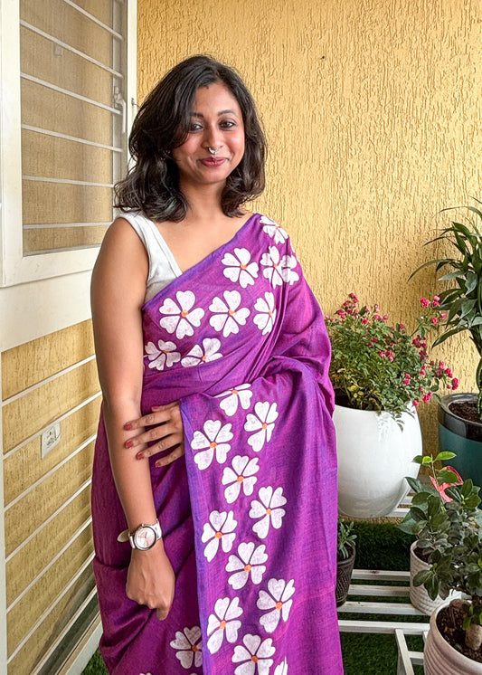 PhoolKatha Cotton Sarees Purple