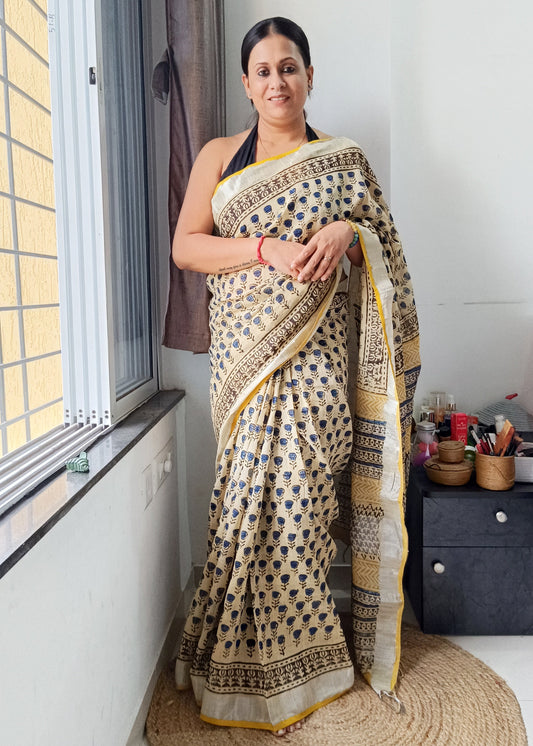 Sondhi Mitti - Linen Cotton Saree