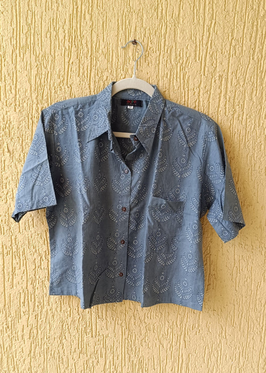 Tamarasa Hand Block Print Crop Shirt