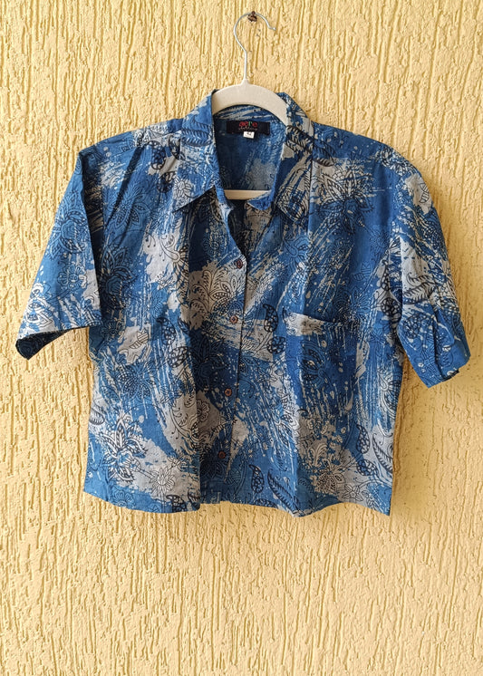 The Block Edit Hand Block Print Crop Shirt