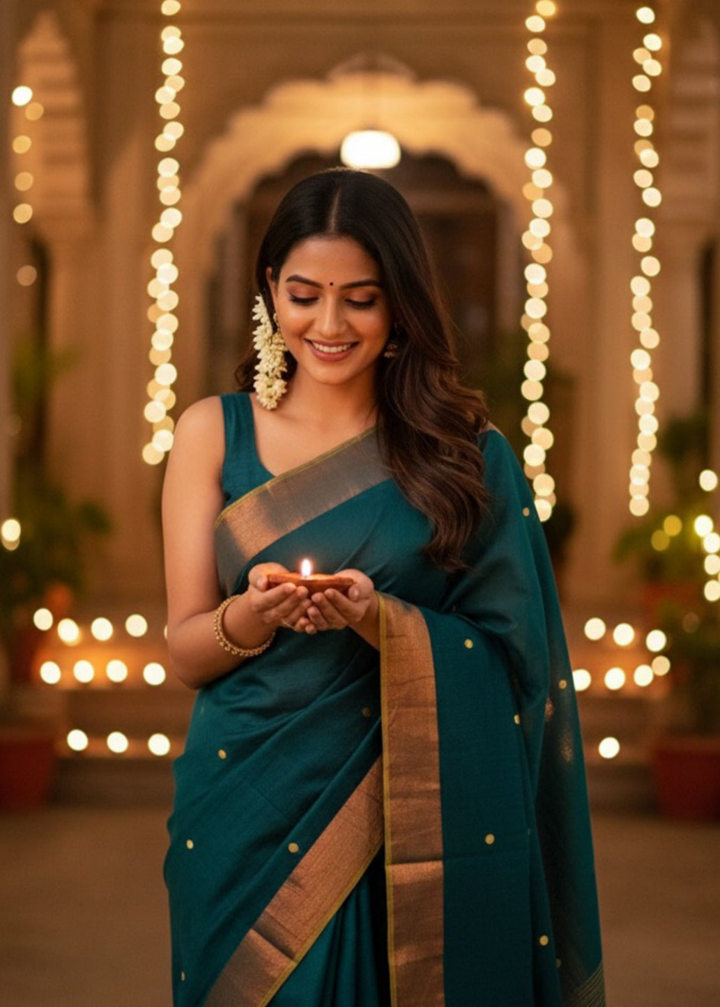 Hariyali Noor Mul Cotton Saree