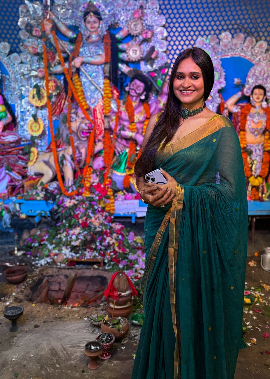 Hariyali Noor Mul Cotton Saree