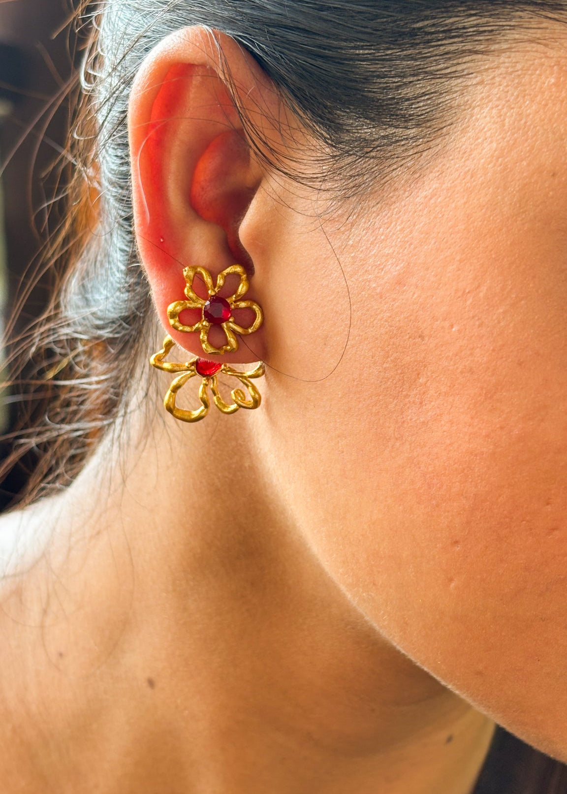 Scarlet Bloom Ear Ring