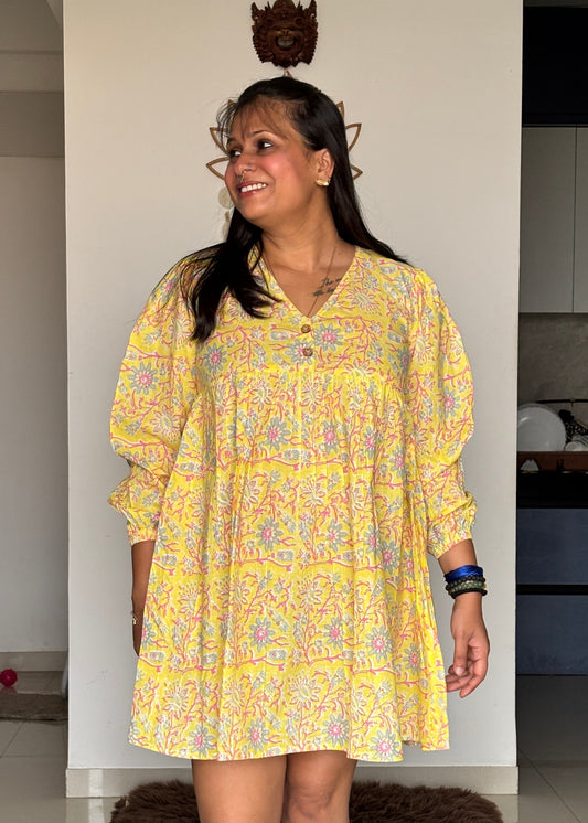 Saffron Glow Balloon Dress