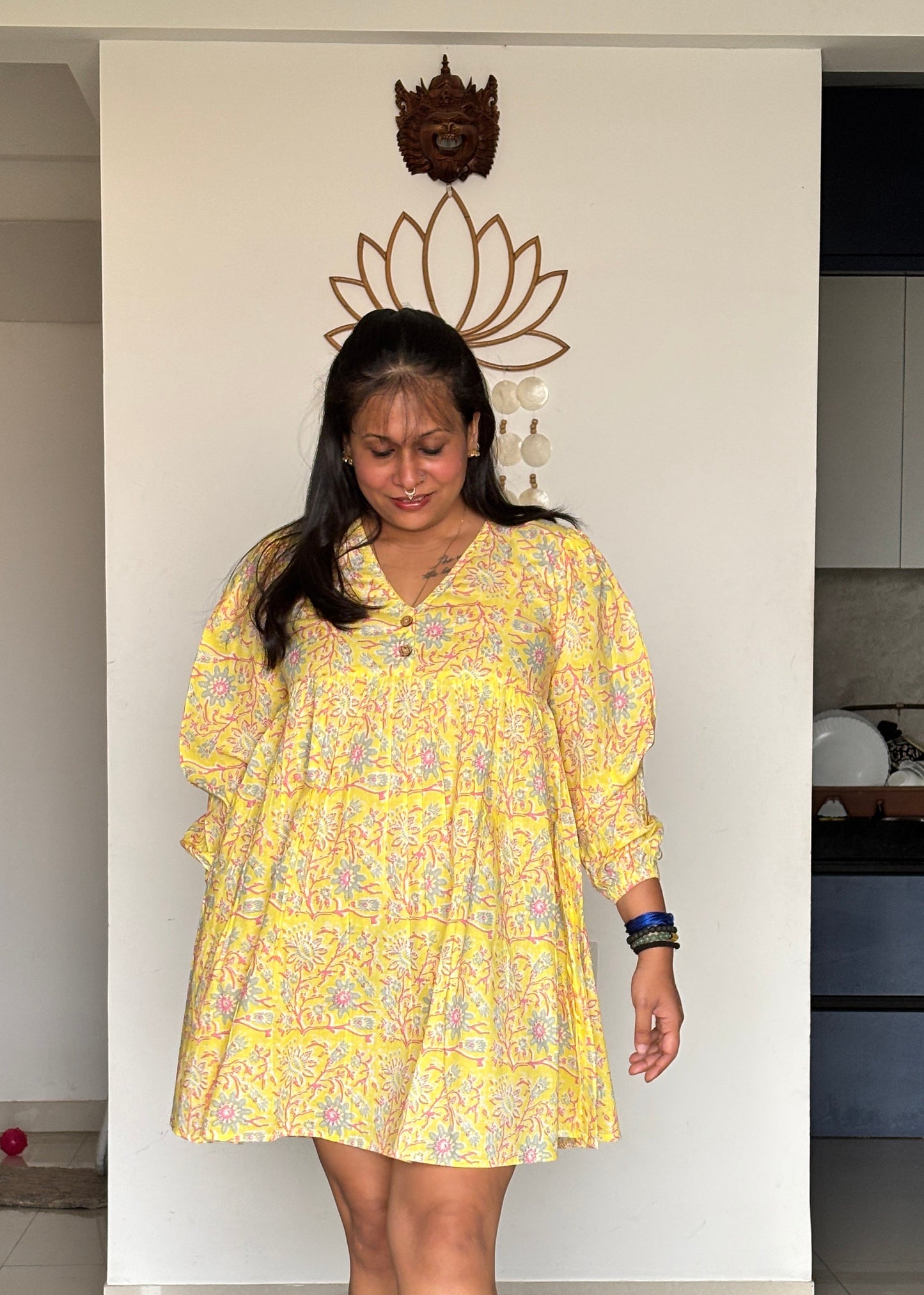 Saffron Glow Balloon Dress