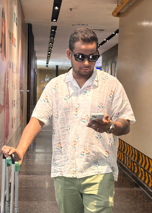 Snow Veil Cuban Collar Men's Shirt