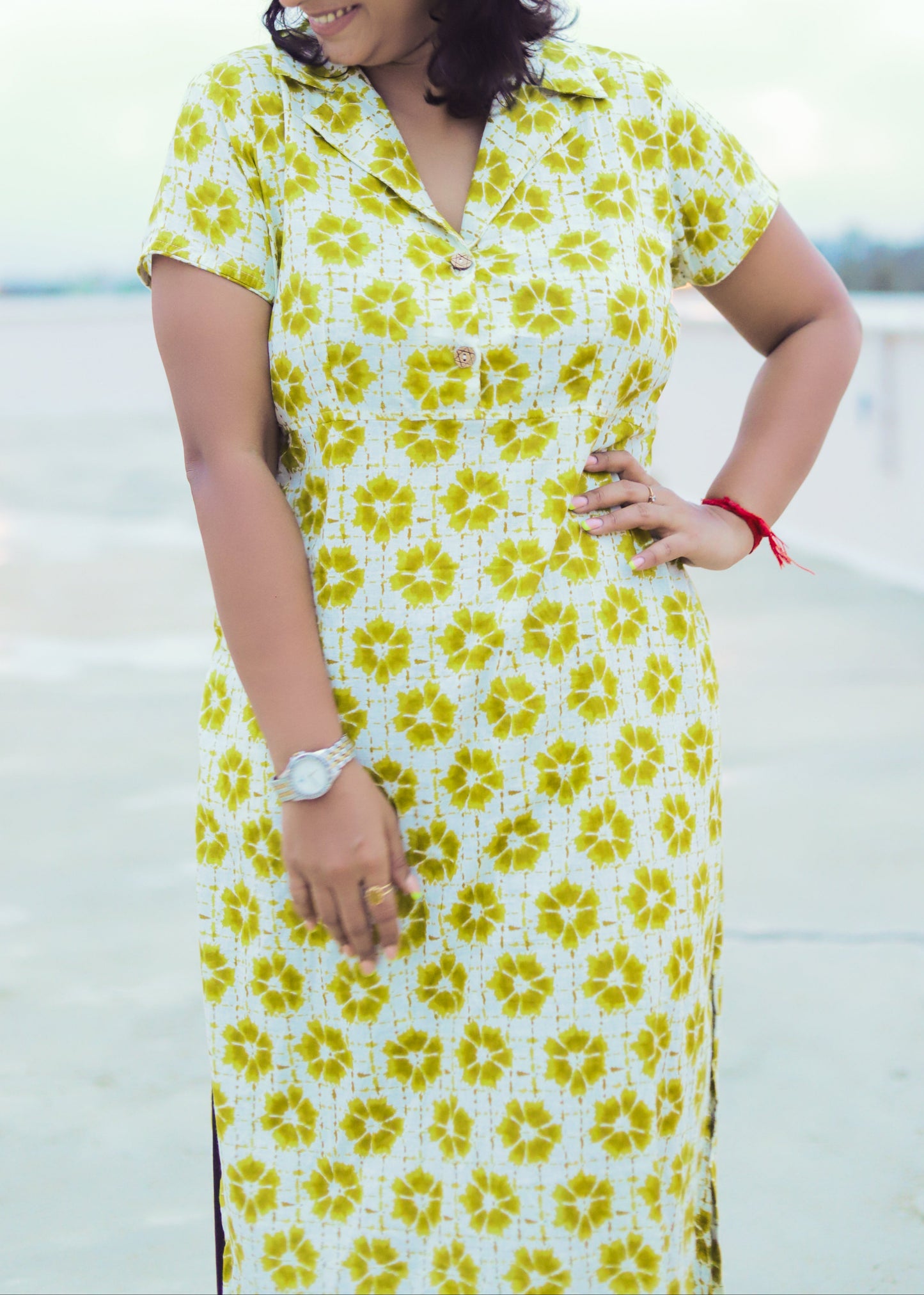 Ditsy Muse Collared Kurti