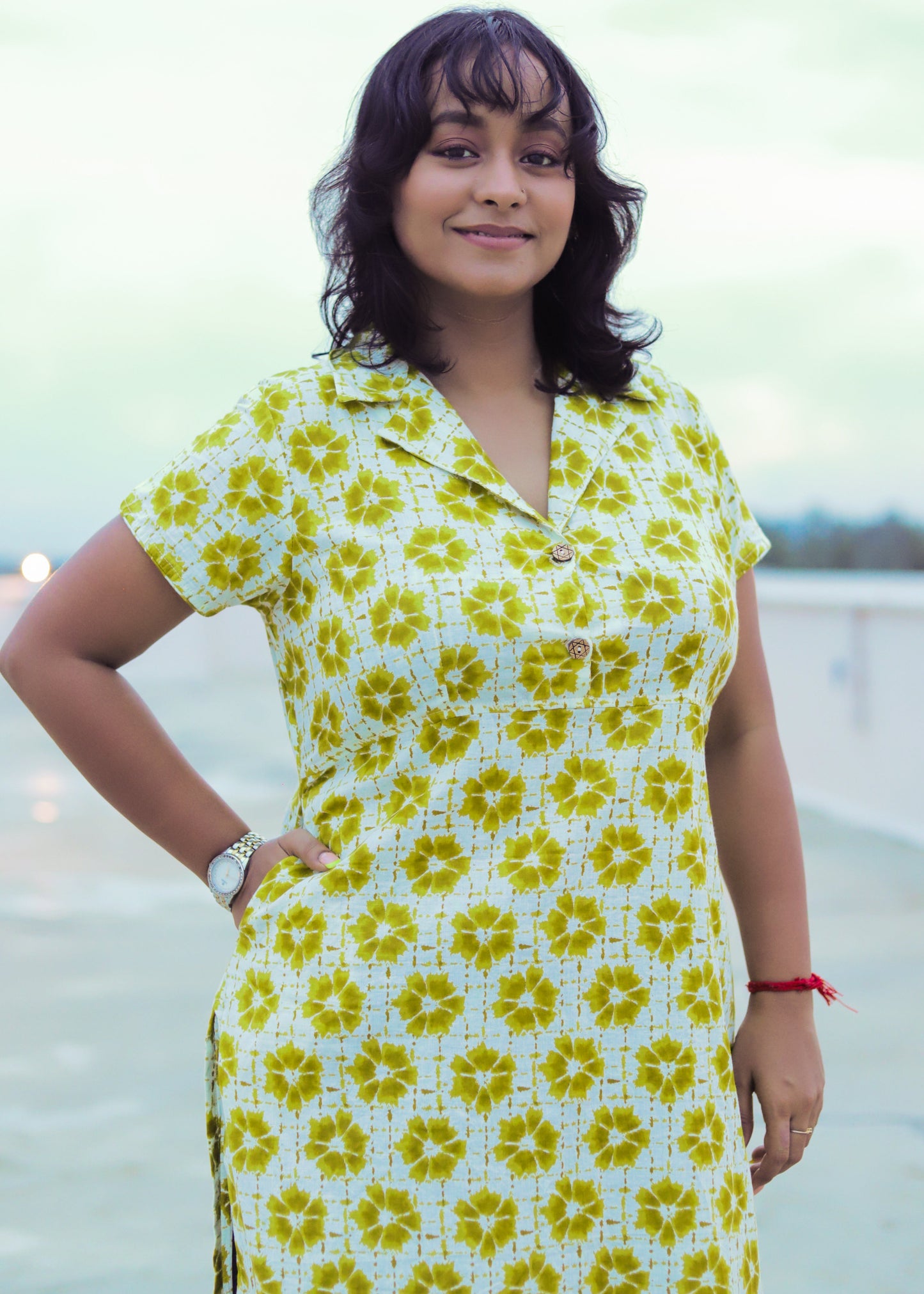 Ditsy Muse Collared Kurti