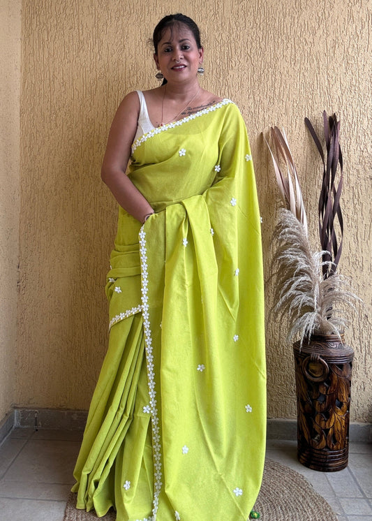 Nayantara Khadi Lime Green