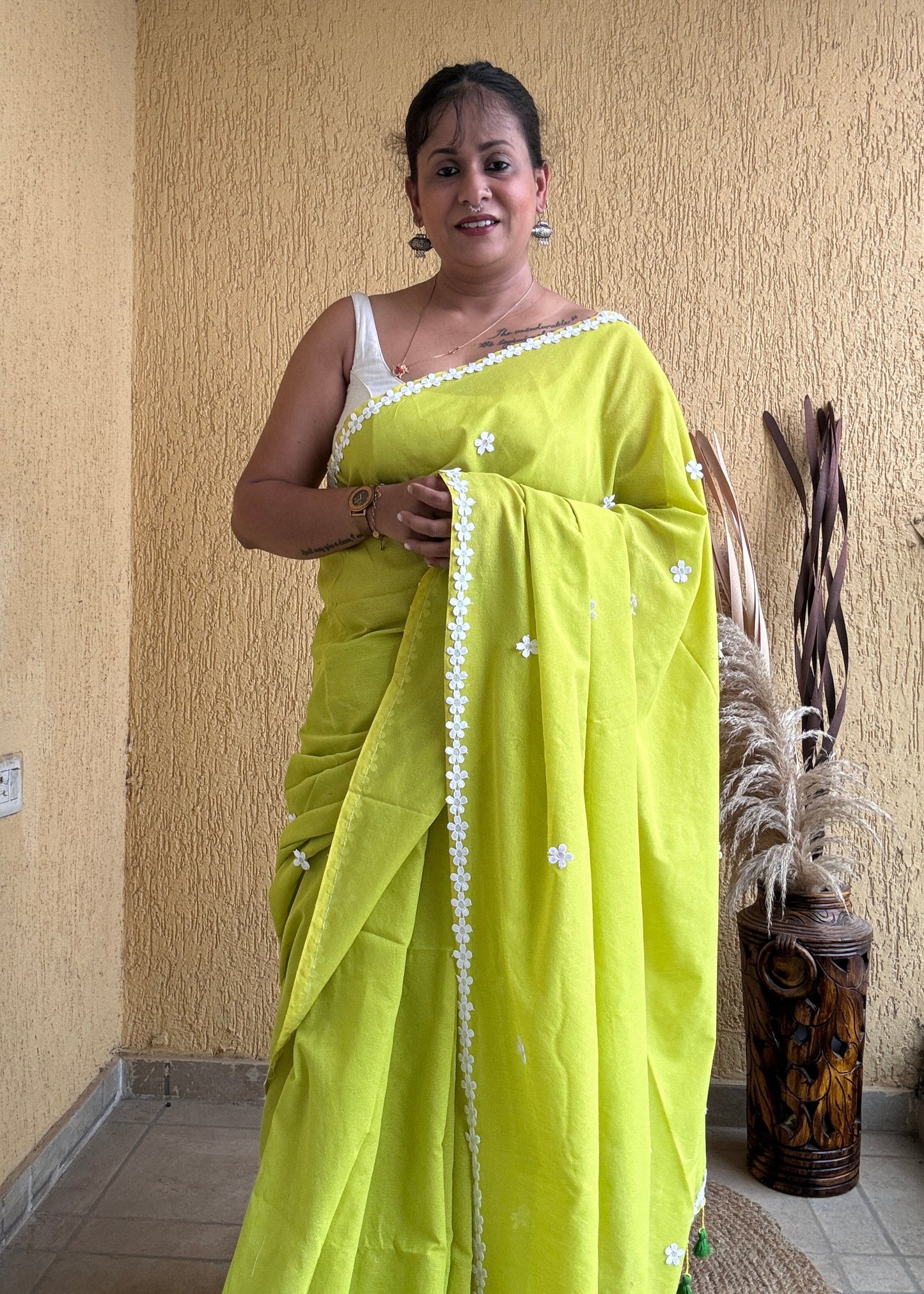 Nayantara Khadi Lime Green