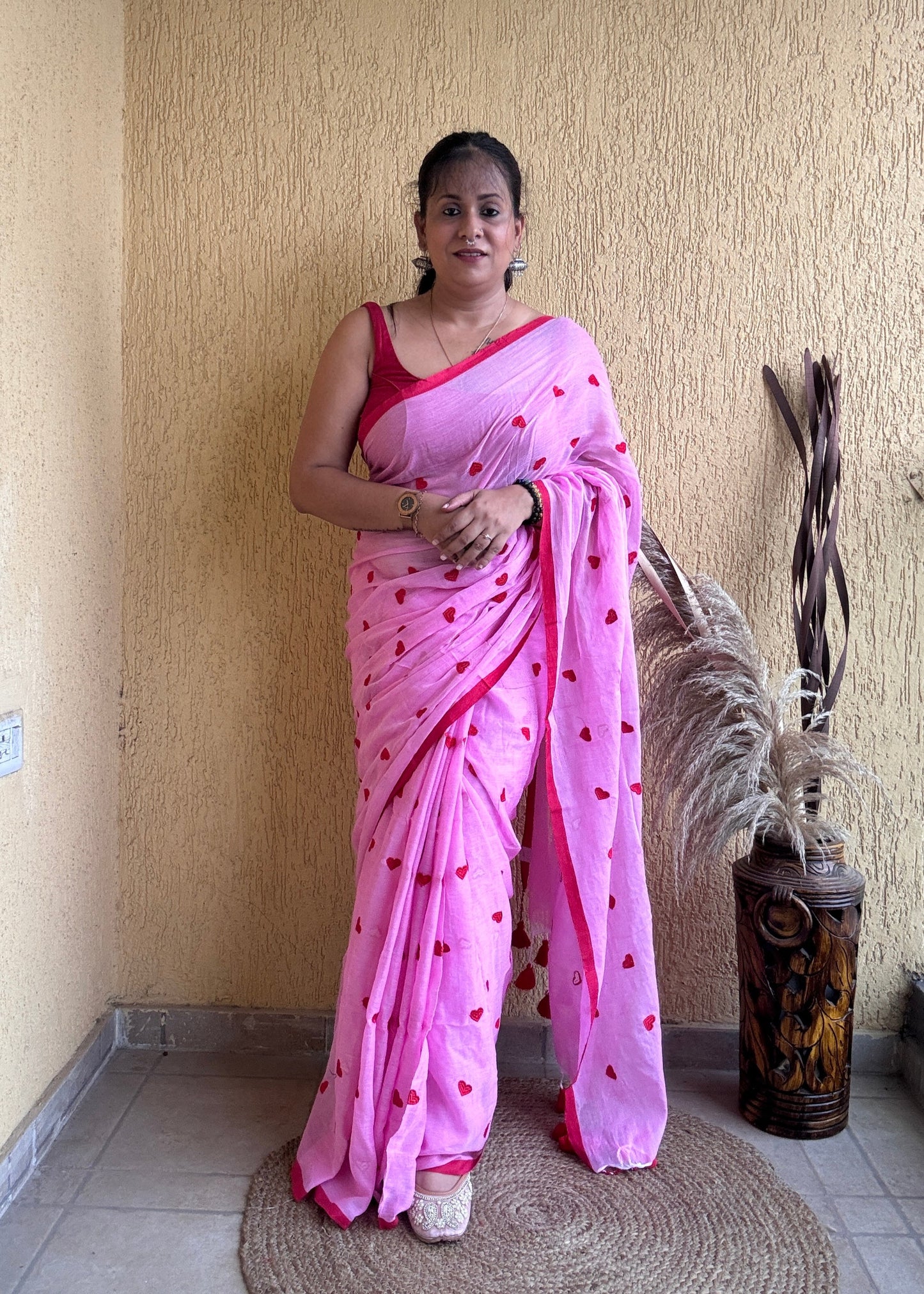 Dilika Mul Saree Pink
