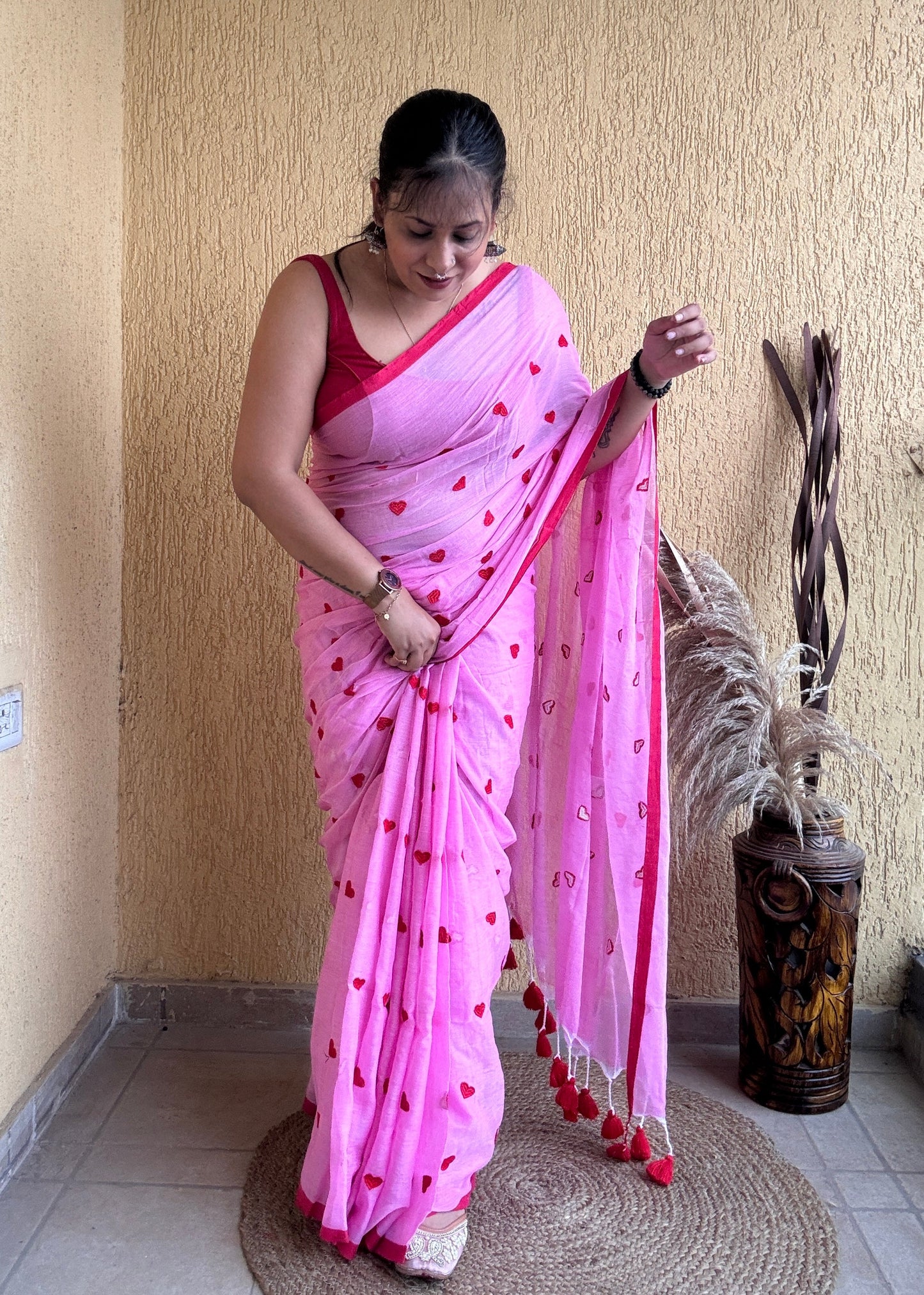 Dilika Mul Saree Pink