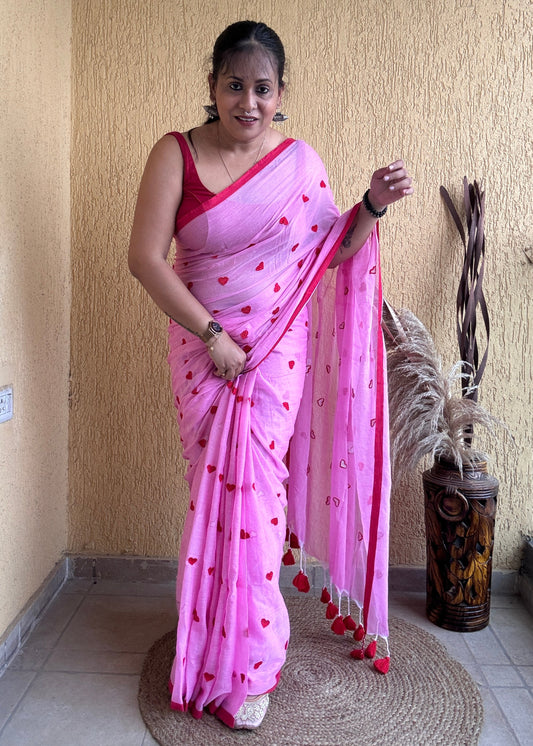 Dilika Mul Saree Pink