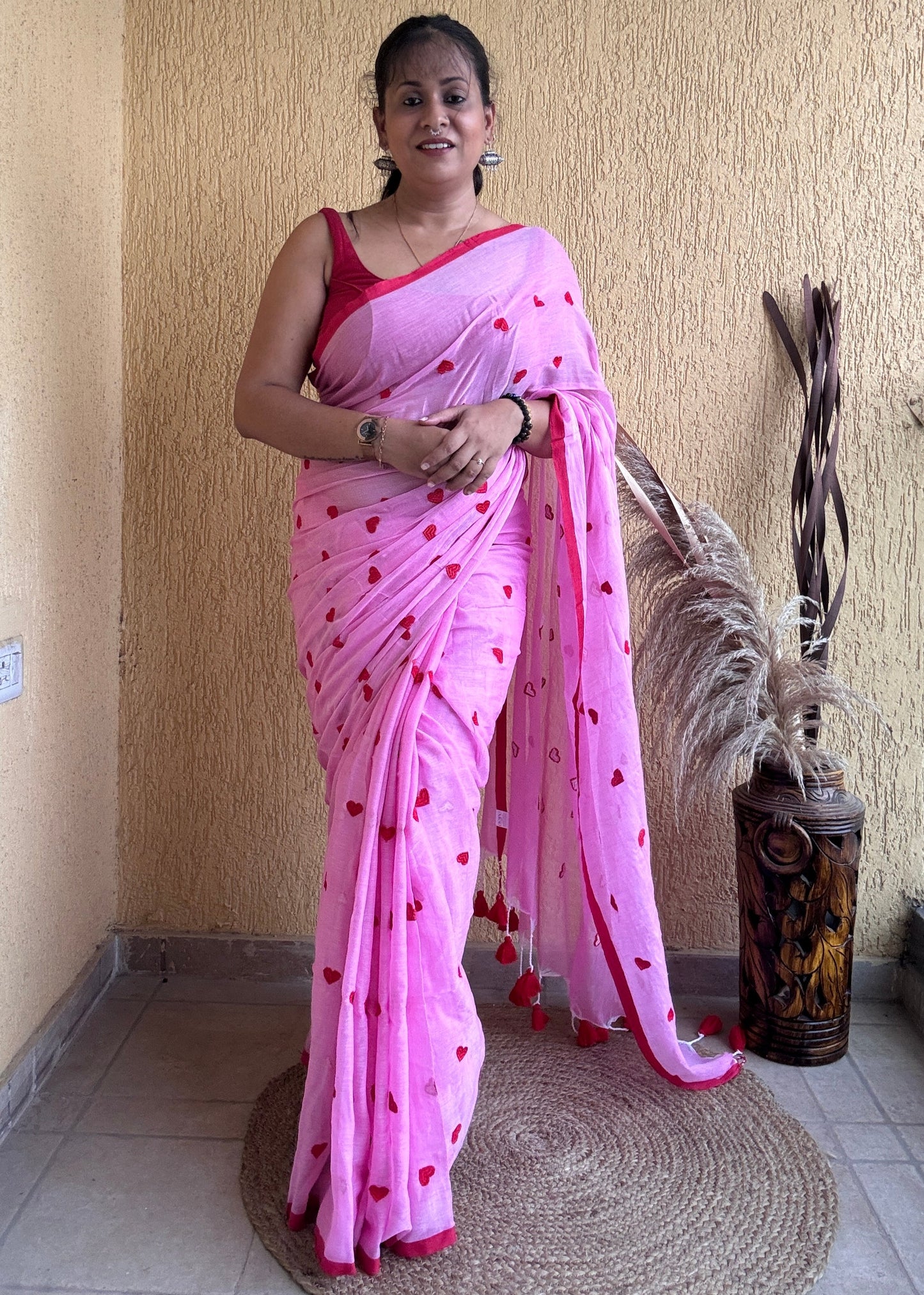 Dilika Mul Saree Pink