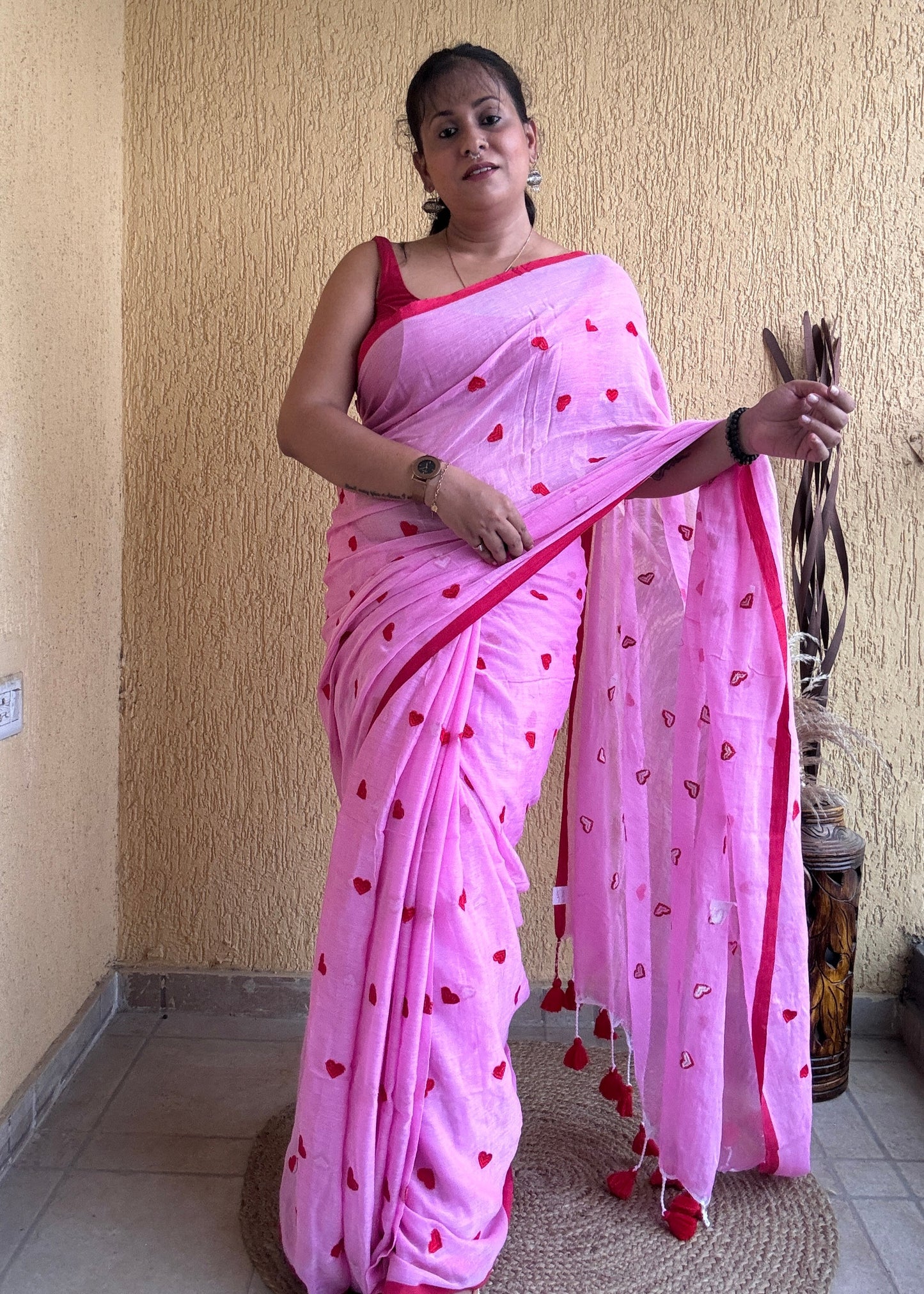 Dilika Mul Saree Pink