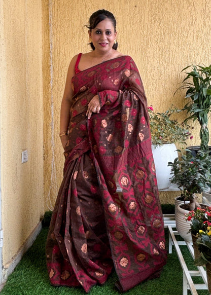 Manjari Coffee Brown Jamdani