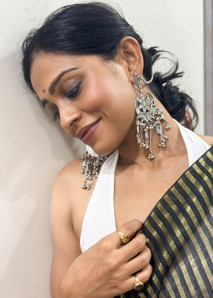 Shringar Oxidised Mirror Ear Rings