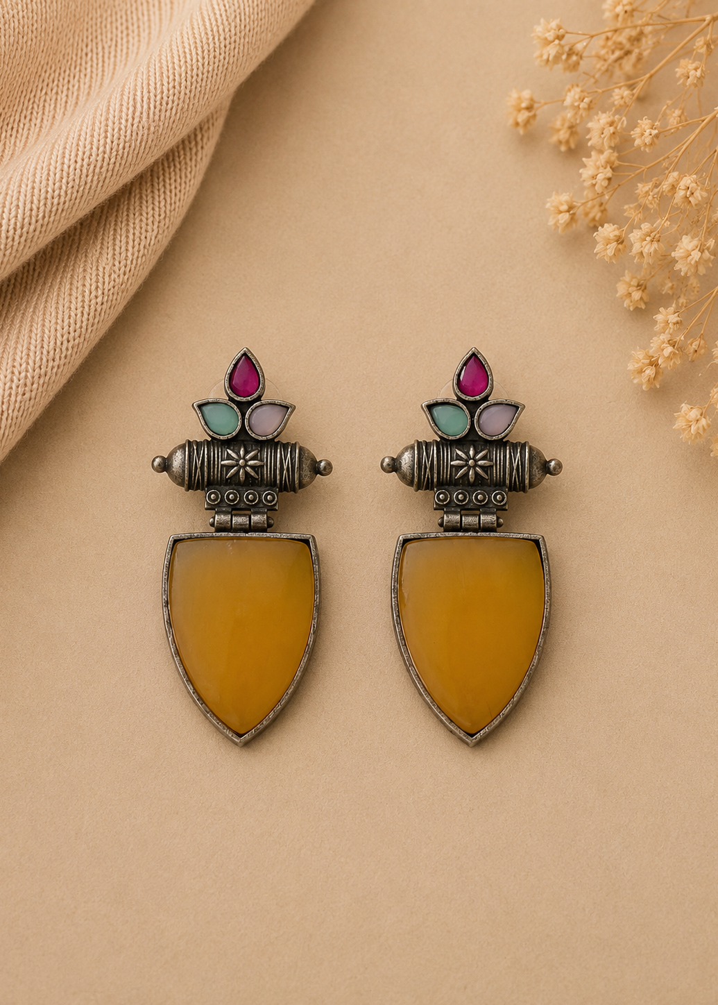 Rangoli Amber Statement Earrings