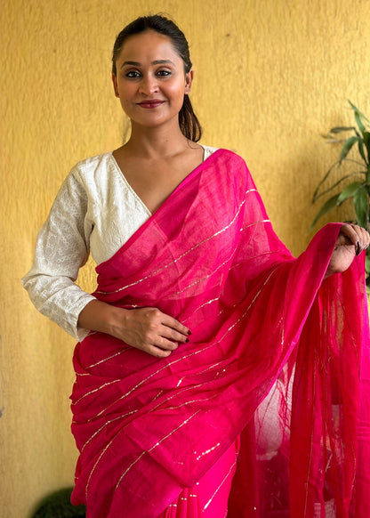 Gulabi Noor Mul Cotton Saree