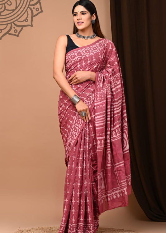 Coral Red Mul Saree