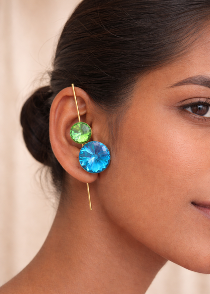 Astra Duo Ear Pin Emerald & Blue
