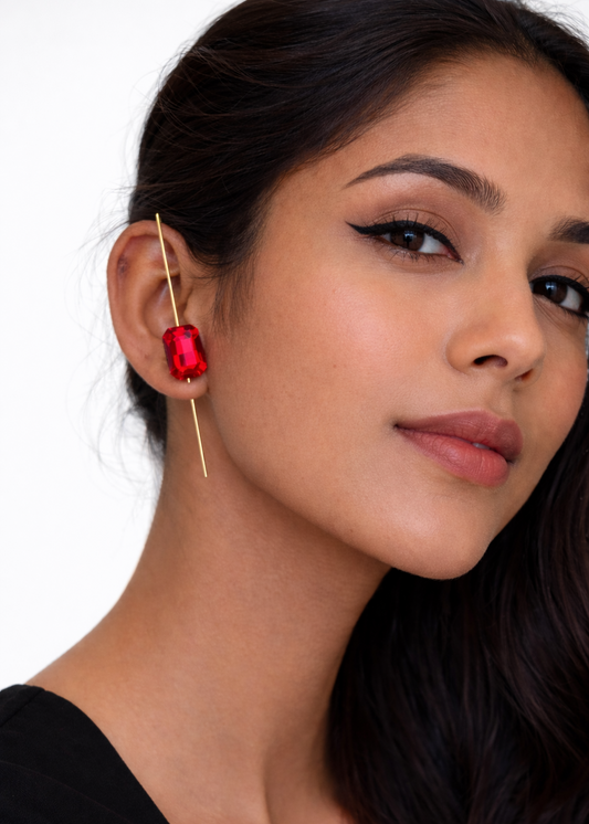 Astra Prism Ear Pin – Ruby Red