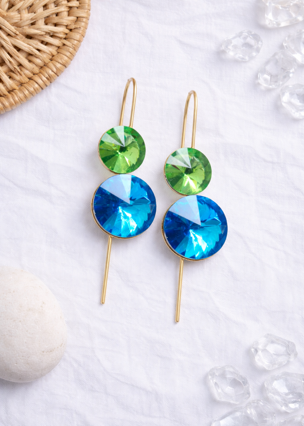 Astra Duo Ear Pin Emerald & Blue