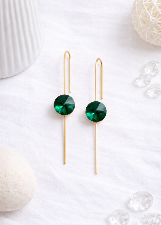 Astra Crystal Emerald Ear Pin