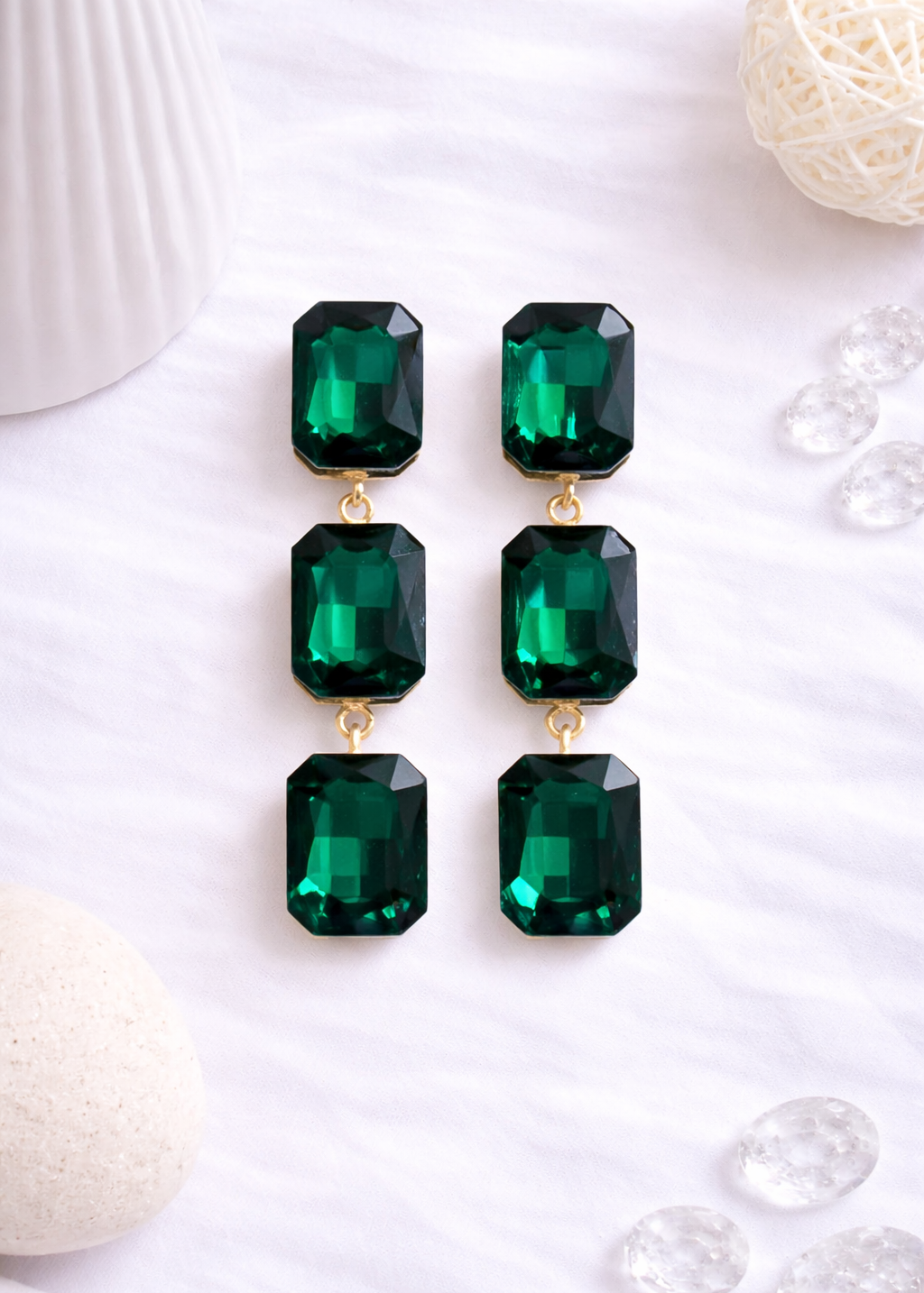 Astra Cascade Earrings Emerald