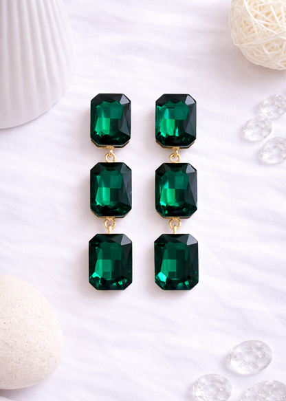 Astra Cascade Earrings Emerald