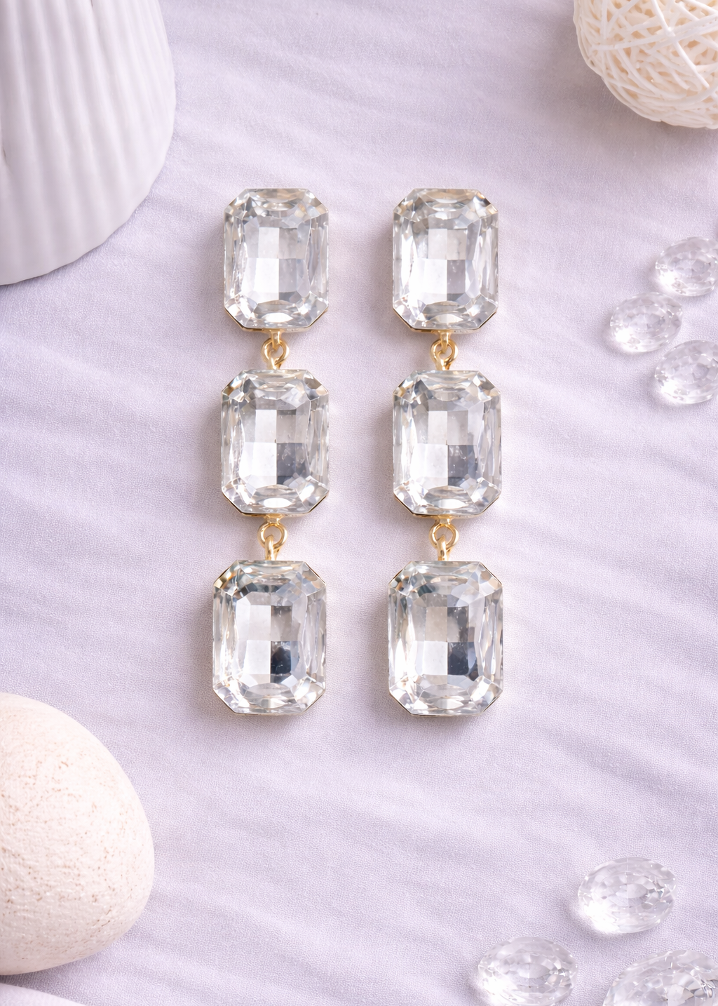 Astra Cascade Earrings White