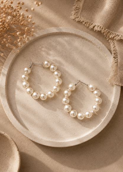 Pearl Halo Hoop Earrings