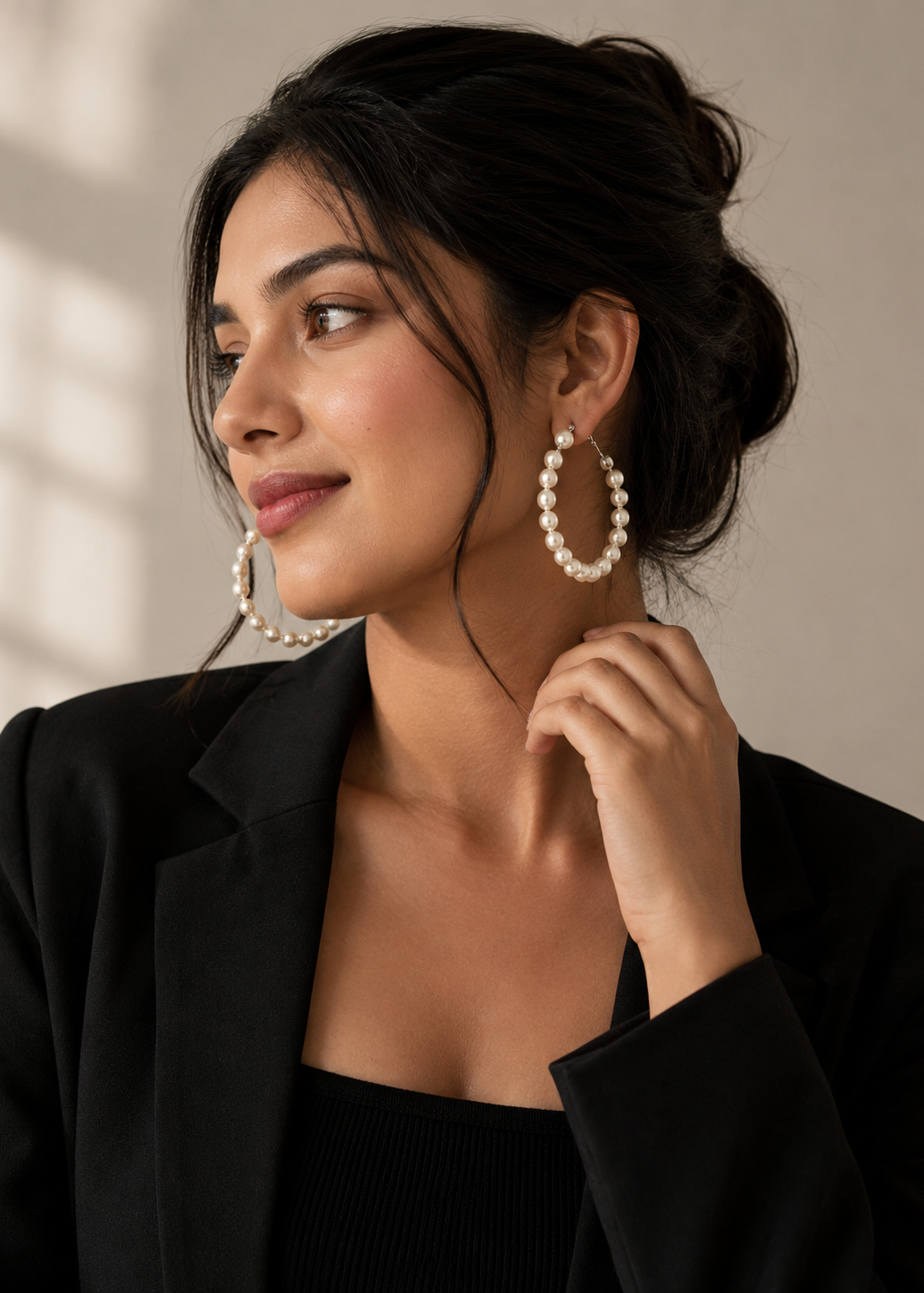 Pearl Halo Hoop Earrings
