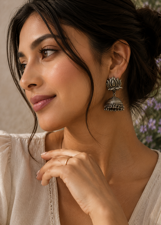 Lotus Jhumki Earrings