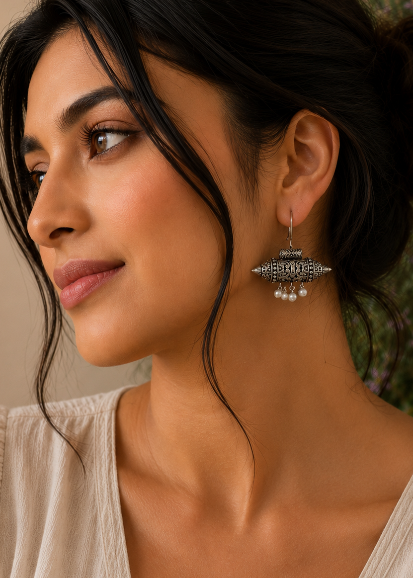 Temple Pearl Lantern Earrings