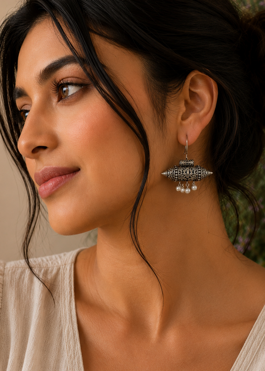 Temple Pearl Lantern Earrings