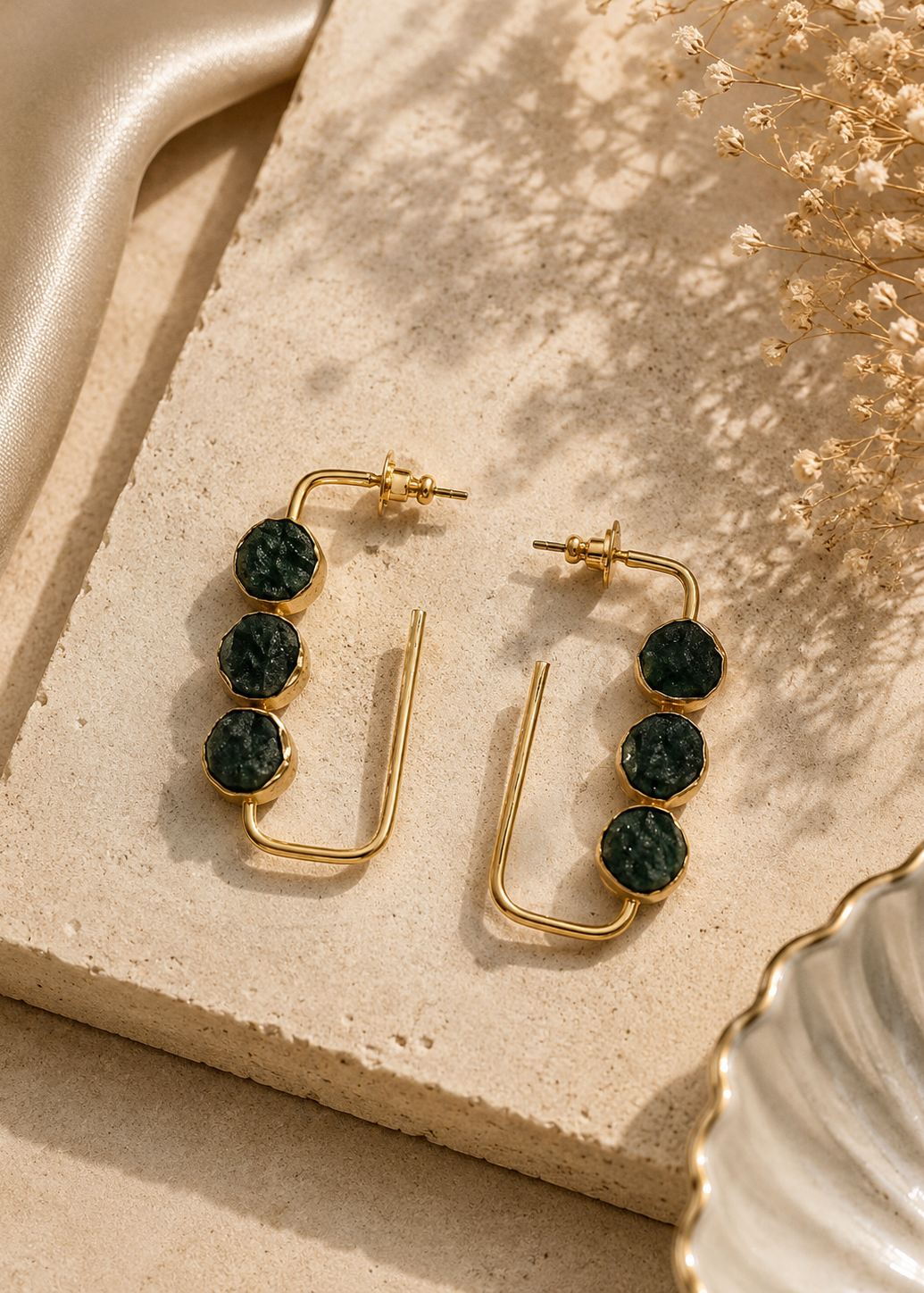 Aurelia Emerald Hoops