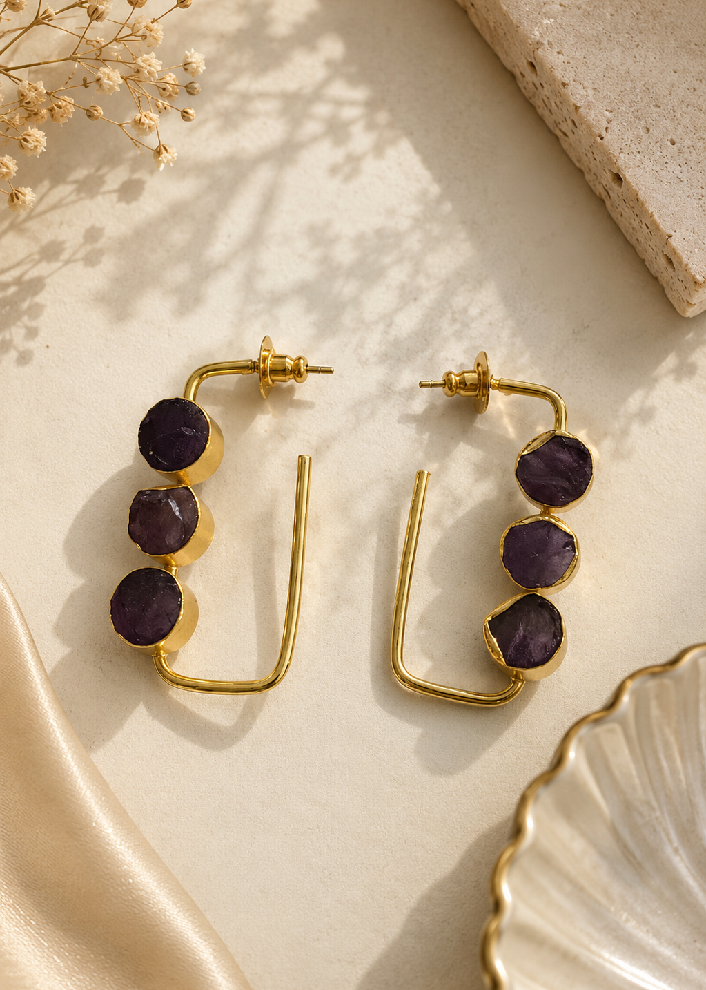 Amara Amethyst Hoops