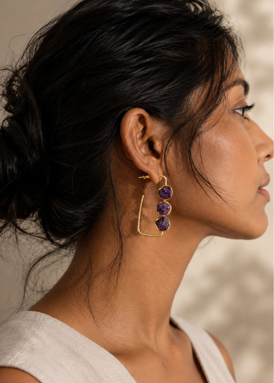 Amara Amethyst Hoops