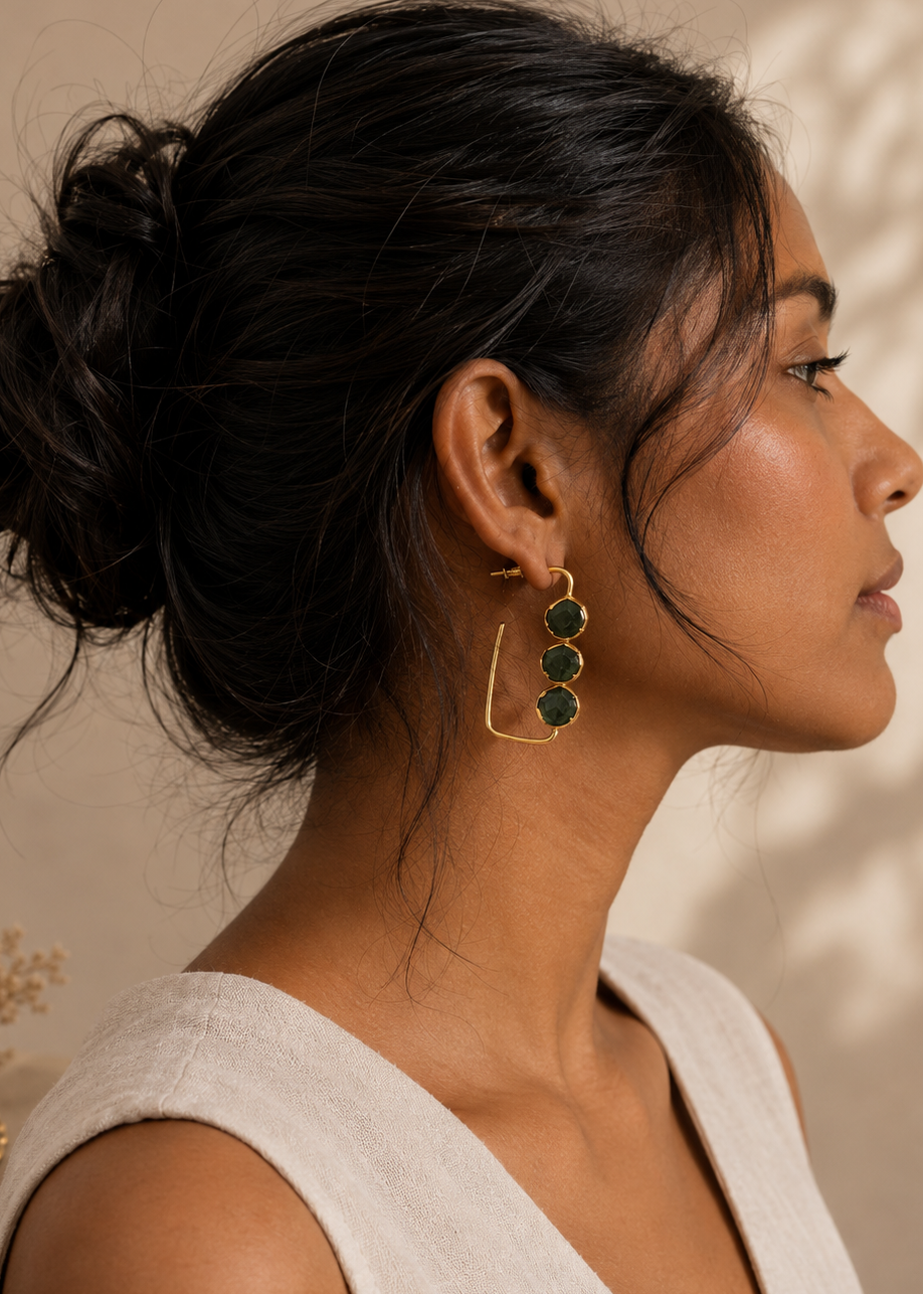Aurelia Emerald Hoops