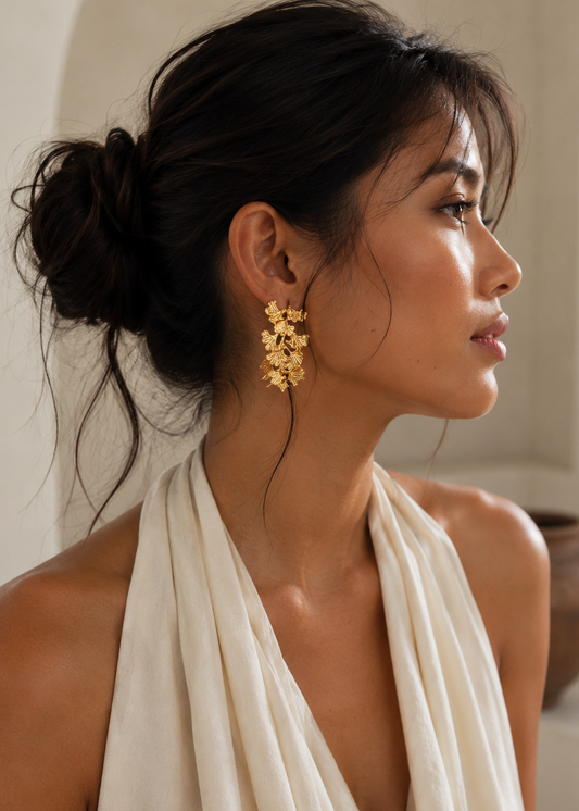 Golden Jaalini Brass Hoops